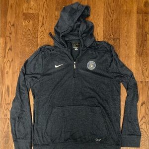 Men’s Medium Greg Norman 1/4 zip hoodie long sleeve navy blue Milwaukee Brewers